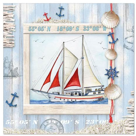 20 Servietten Segelboot Maritim 33cm x 33cm