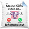 Trendation Meine Kühe Rufen An Kissen mit Füllung 40x40 Geschenk Landwirt Bauer Geschenkidee Landwirtin Kuh Grafik (Blau)