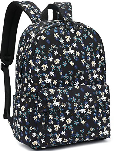 Leaper Schulrucksack, niedlicher Tagesrucksack, Reisetasche, Schwarz-weiße Blume, L, Traditionelle Rucksäcke