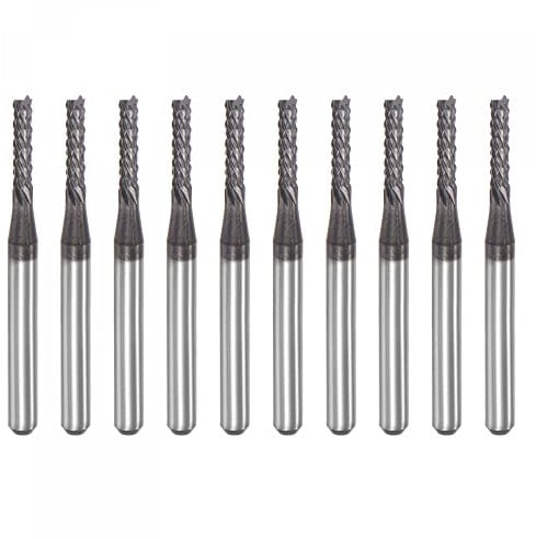 sourcing map End Mill CNC Router Bits, 2mm x 9.5mm 1/8 Shank Diamond Film Coated Carbide Engraving Bit Milling Cutter Left Hand for PCB Plastic Fiber Wood 10pcs