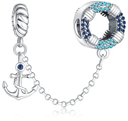 LaMenars Sicherheitskette für Boote Charm 925 Sterling Silber Perlen passend für Armbänder, Halloween Geburtstag Schmuck Geschenke Frauen Mädchen