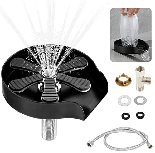 Lavavajillas de acero inoxidable, fregadero automático Dyna-Living Lavabo de vidrio, lavamanchas de botellas de copa, fregadero de cristal integrado para fregadero de cocina bar hogar (negro)