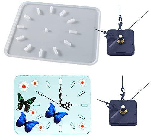 Woohome Uhr Silikonharz Formen, Rechteck Uhr Harzformen Gießformen Römische Ziffern Form Schimmel Uhr Arabisch Ziffern Silikonformen Basteln Gießform Harzform Schmuckgussform