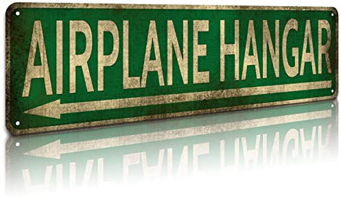 KooLL Flugzeug-Hangar, schlankes Blechschild, Straße, lustiges Metallschild, Wanddekoration für Schlafzimmer, Haus, Bar, Garage, Kunstgeschenk, 10,2 x 40,6 cm