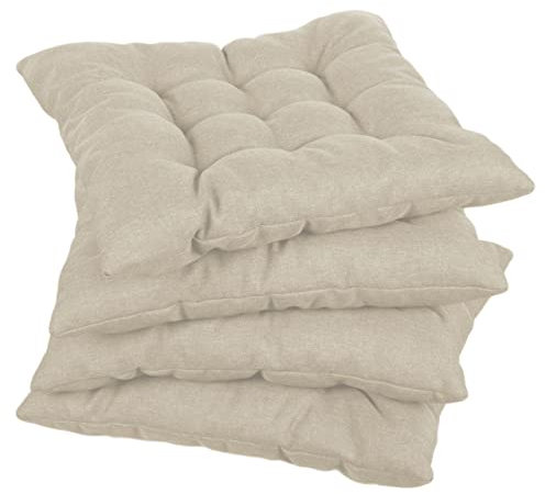 Gutekissen® Stuhlkissen gesteppt Quadrat Polsterauflage Auflage für Stühle/Bänke für Haus und Garten Sitzauflage Gartenkissen Sitzkissen viele Farben (50x50, Creme, 1)