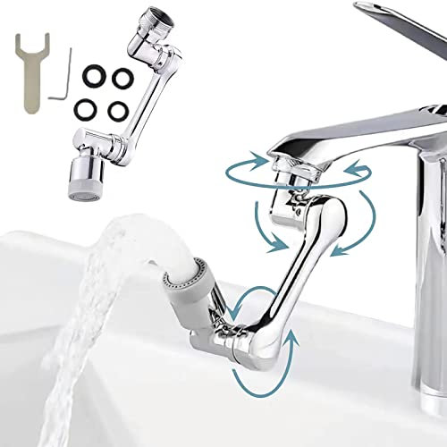 KKNE Wasserhahn Aufsatz, 1080° Swivel Tap Aerator, Tap Extender Adapter, Extension Tap Attachment mit 2 Sprayfunktionen, Rotating Faucet Extender Aerator, Universal Splash Faucet Spray