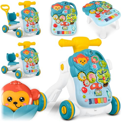 Ricokids Lauflernwagen Spieltisch für Kinder ab 18 Monaten - 5in1 - Laufwagen Laufhilfe - Klavier Musik - Grün