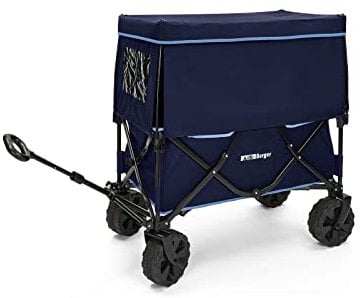 Berger Sonnendach für den Berger Bollerwagen, Dach Transportwagen │ Sonnensegel mit Gestänge und Seitenwänden zum Schutz gegen Regen & Sonne│ für Camping oder Kindertransport bei Wind & Wetter, blau