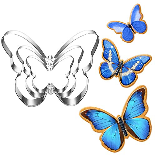 UKoosien Schmetterling AusstecherSet-3 Stück-10cm 8 cm 6cm-Spülmaschinenfeste Fondant Schmetterling Ausstechformen zum Backen