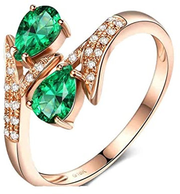 Anelli da donna con diamante, anello di fidanzamento smeraldo 18 carati oro rosa ramo, anello di fidanzamento gioielli regali, Smeraldo Diamante