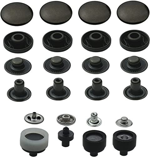 S-Feder Druckknöpfe 15 mm + passendes ISTA TOOLS Werkzeug kompatibel mit Prym Vario-Zange, Snaps Buttons Metallknöpfe rostfreie Knöpfe S-Federverschluss (20 Stück)