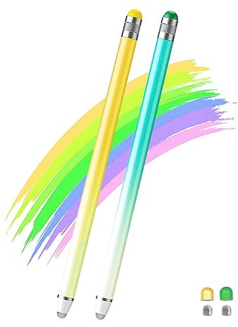 Luntak 2 in 1 Pad Stift 2 Packs Stift für Tablet mit 4 Zusätzlichen Spitzen Touchscreen-Stift Kapazitiver Eingabestift für iPad/Samsung Galaxy/Lenovo/Xiaomi/Android/iOS/Huawei und so weiter