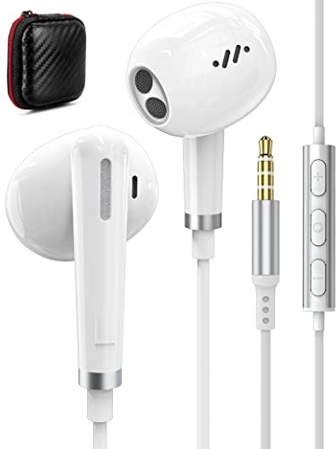 Auriculares 3.5MM In Ear con Cable y Microfono para Samsung A12 A14 A23 A52S A72 S10,Auriculares estéreo intrauditivos deportivos con micrófono de control de volumen para Redmi Note 12 Pro+ 11 11S 10S
