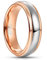 NUNCAD Herren Damen Wolfram Ring 6mm Silber and Rosegold Hochzeit Verlobung Ring Partnerringe Poliertes Finish Größe 54.4 (17.3)