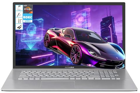 ASUS Vivobook 17.3 HD+ LED Display Laptop | AMD Ryzen 7 CPU | 16GB RAM|512GB SSD | AMD Radeon Vega 10| Windows 11 | Long Battery Life | Multi-use for Home/Office/Online Learning/Traveling | RK Bundle