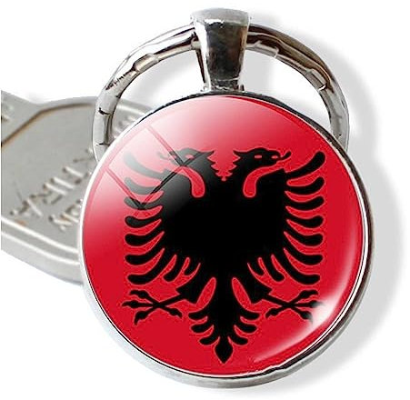 JEDTAKCT Schlüsselanhänger Mit Albanien-Flagge – Länderflaggen-Anhänger, Seil-Schlüsselanhänger, Fußball-Fan-Souvenir, Origineller Schlüsselanhänger Für Männer Und Frauen, Paar, Geschenkzubehör
