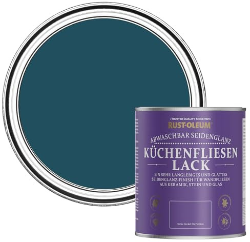 Rust-Oleum Blue Water-Resistant Kitchen Tile Paint in Satin Finish - Commodore Blue 750ml