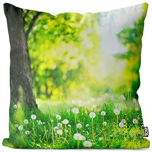 VOID Pusteblumen Wald Wiese Kissenbezug Kissenhülle Polyester Ostern Outdoor Garten Kissen Deko, Kissen Größe:40 x 40 cm