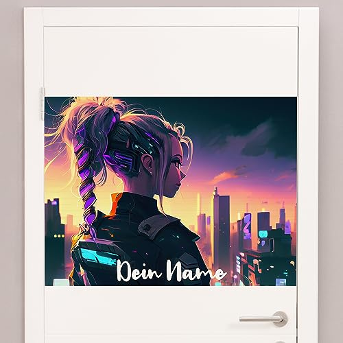 GRAZDesign Türaufkleber Mädchen Poster mit Namen | Teenager Kinderzimmer Jugendzimmer personalisiert, Science-Fiction, Fantasy, Wandtattoo Jugendliche Wand Tür Deko