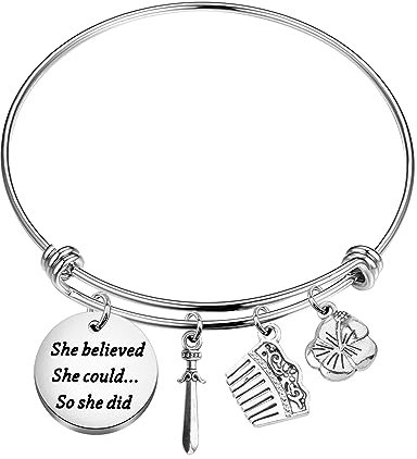 PLITI Mulan Geschenk Mulan Fan Geschenk Märchen Liebhaber Geschenk She Believed She Could So She Did Inspirierendes Armband, M, Edelstahl