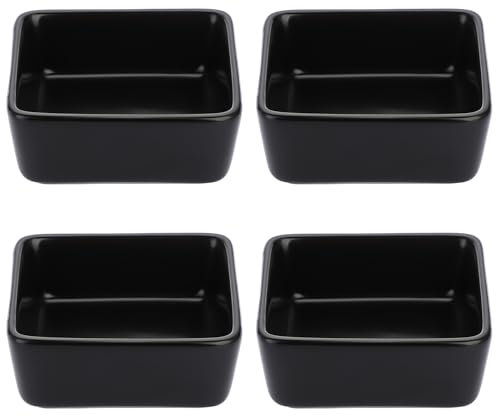 BSTKEY 4 Pcs Ceramic Paper Clip Holder Square Paper Clamp Storage, Black Desktop Paper Clip Organizer Binder Clip Holder Hair Clip Dispenser Bobby Pin Holder