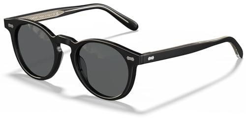 CARFIA Runde Sonnenbrille Herren Damen Polarisierte 100% UV Schutz Acetat-Rahmen Fahrerbrille mit Metallkerne Anti-Glare Brille CA5506