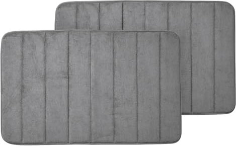 Moonlight Bedding 2 Pack Bath Mat Non Slip Anti Mould Grey 50 x 80 cm Memory Foam Bathmat Thick Super Soft and Comfortable Bath Mats Washable & Water Absorption Bathroom Mat
