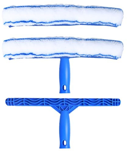 Juego de limpiacristales de 33 cm, con marco en T y cerdas suaves y finas, juego profesional de limpieza de ventanas para coche, baño, puertas de cristal y azulejos