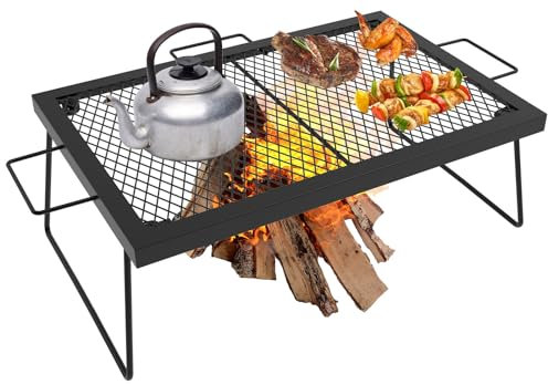 23 Fireplace Cooking Grate, Folding Campfire Grill Rack, Over the Fire Cooking Equipment, Camping Accessories for Outside