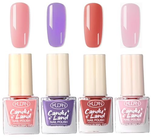 Pink Nail Polish Set - Peel Off Nail Varnish Sets - Fruity Scent Quick Dry Nail Polish - Water Based Pink Purple Natural & Non Toxic Nail Polish Gift Set for Women No Need Lamp