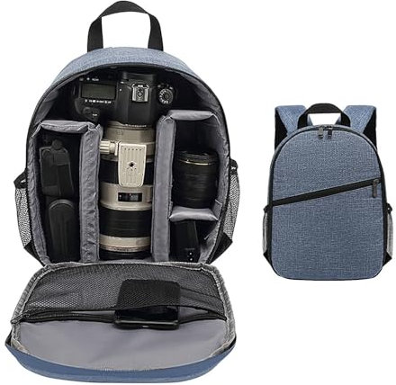 Sac à dos pour appareil photo - Sac à dos Dslr étanche avec fermeture éclair - Sac à dos de voyage pour appareil photo - Sac de voyage pour appareil photo avec double sangle - Grandes poches pour