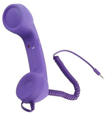 ASHATA Retro Phone Handset, Old Telephone Handset 3.5mm, Cell Phone Receiver for Mobile Phones Cellphone Smartphone, Old School Cell Phone Handset Built in Speaker Microphone (Purpl)