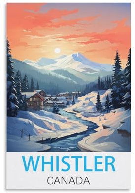 KmoNo Whistler Canada Vintage-Reiseposter, 20 x 30 cm, Wanddekoration, Gemälde, Leinwand, Wandkunst, Wohnzimmer, Poster, Schlafzimmer