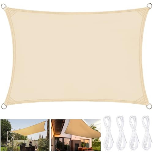 Vela de Sombra de 2x3m, Toldo Vela Rectangular 2x3 m, Protección Solar, Impermeable a Prueba de Viento protección UV para Patio,Jardín, Exteriores, Terraza, Balcón,Color Gris