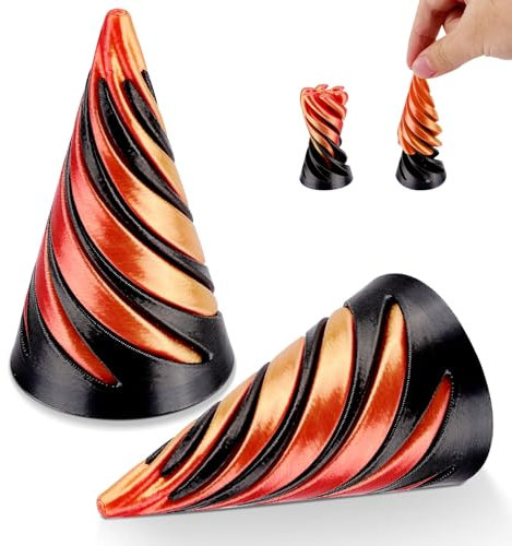 2 STK Unmögliches Pyramiden Zappelspielzeug, 3D Gedruckt Zappelspielzeug Ziehen und Drücken in Beide Richtungen Spiral Zappelspielzeug zur Stresslinderung (Kegel)