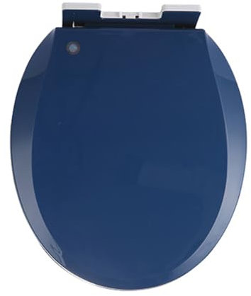 Abattant WC rond bleu marine à fermeture douce avec design épais, facile à nettoyer et à installer, matériau plastique durable, idéal pour la décoration de la salle de bain