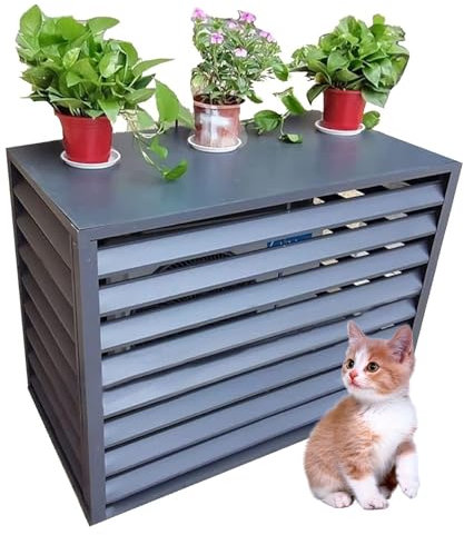 Clôture De Climatiseur Couverture De Climatiseur Anti Poussière Cache Climatiseur de Confidentialité de Alliage D'aluminium, pour Jardin balcon Piscine(100x70x50cm)