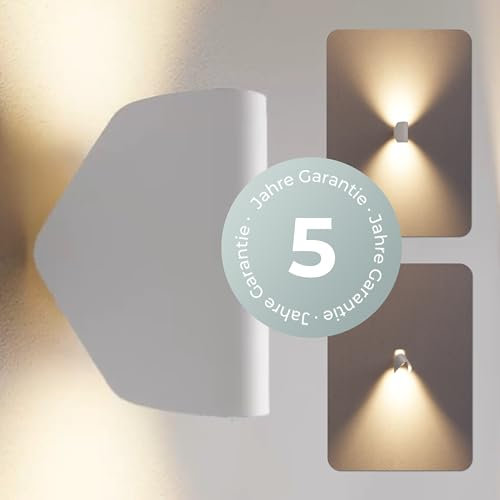 NEONA LED Wandleuchte innen & außen - Up & Down Alu Wandlampe - Polaris Innenleuchte warmweiß 3000K - Wandbeleuchtung IP65 Outdoor geeignet - leichte & hochwertige Beleuchtung (Weiß)