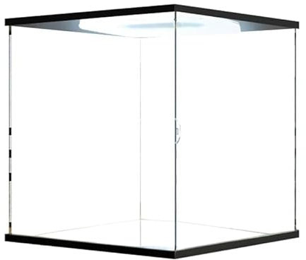 Vitrina acrílica con puerta corrediza USB LED anillo luz y espejo - para Lego 10334 Retro Radio Model Display Box (espejo + anillo de luz)