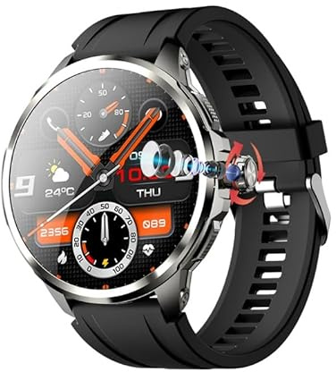 JINSHANGZI H99 Android Smart Watch 4G Network SIM Card 1.95'' AMOLED 490 * 490 Pull out 180° 2MP Rotating Camera App Download Smartwatch Men (3+32GB,Black)