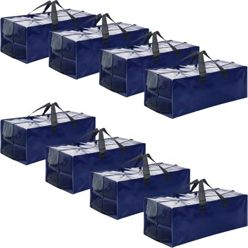 Moving Bags, 8pc Heavy Duty Extra Large Storage Organiser Bags with Zips, for Clothes Toy Bedding Duvet Blanket Storage, Bedroom Loft Home Camping Laundry Storage Solutions, Moving House Essentials