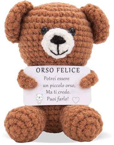 XBOCMY Regalo Originale e Divertente,Orso felice,regali personalizzati, Compleanno Uomo Donna Coppia Adolescente,Collega Oggetto d'ufficio,Insolito Peluche,Bambola Umoristica e Motivazionale