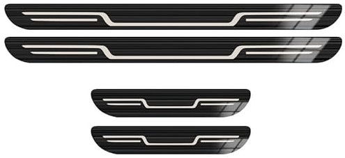 4 Stück Edelstahl Autotürschwellenleiste für Hyundai Kona Hybrid SX2 2024 2025, Auto Pedal Türschweller Schutz AntiKratz rutschfest Dekor Zubehör, Bla-ck
