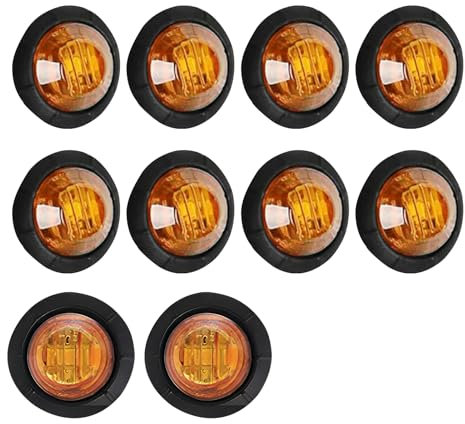10 Stück 3/4 Seitenmarkierungsleuchten 12V LED, Positionsleuchten Led, 12V/24V Wasserdichte Positionsleuchten mit LED für Auto, Lkw, Wohnmobil, Anhänger, Boot, für Fahrzeugbeleuchtung, Warnung, Gelb