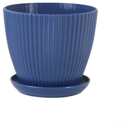 Maceta de diseño minimalista con orificio de drenaje para un crecimiento y cuidado óptimos de las plantas (azul oscuro)