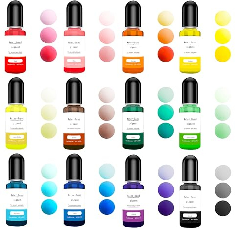 FloraVigo 12 Farben Farbe für Gießpulver, Gießpulver Farbe, Farbpigmente Gießpulver, Set für Beton Gips, Hochkonzentrierte Farbpigmente für Modellbau, Leicht lösliches Pulver, Betonfarbe Pulver