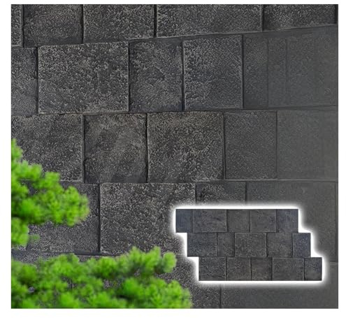 3D-PU-Wandpaneele Für Villa/Innenhof, Dekorative – Schwarze, Wasserdichte Wandfliesen, 1, 3, 5, 8, 10, 15 Stück – 3D-Wandverkleidung Mit Kunststeineffekt(15 pcs)