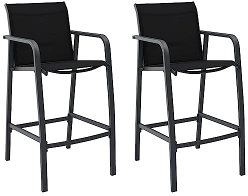Mimdixy Outdoor Möbel Esszimmerstühle,Garten-Barstühle 2 STK. Schwarz Textilene