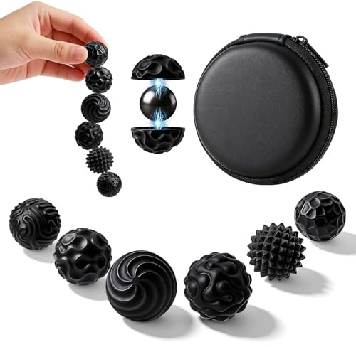 Coolden 6 Stück Magnetische Fidget Toys Erwachsene Kinder Magnetic Bälle | Stressabbau Silikon Magnetkugeln Fidget Anti-Stress Sensorik Spielzeug ADHS Sensorische Magnetische Kugeln Set, Schwarz