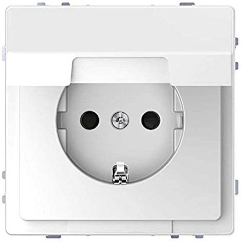 Schneider Electric Merten Schuko-Steckdose mit Klappdeckel, 2-polig+E, Berührungsschutz, Steckklemmen, System Design, lotosweiss, Artikelnummer MEG2310-6035